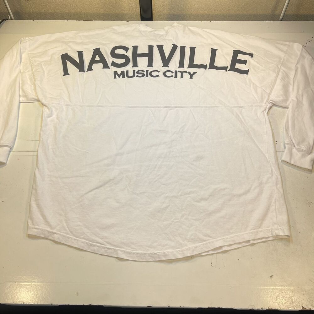 NEW NASHVILLE MUSIC CITY Spirit Jersey TEE T SHIRT Mens UNI L White Long Sleeve